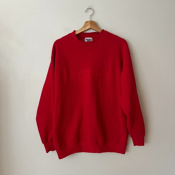 Vintage 90s Lee Heavyweight Boeing Crewneck Sweatshirt Red Men's Size Large - Picture 1 of 8